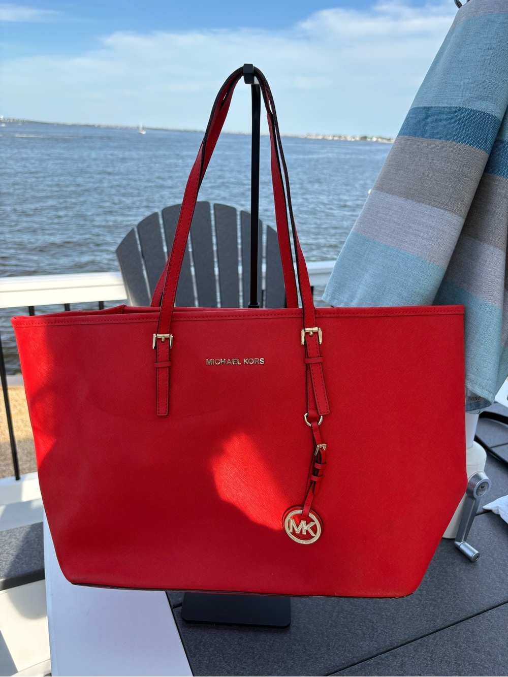 Michael Kors Bold Red Saffiano Leather Tote
